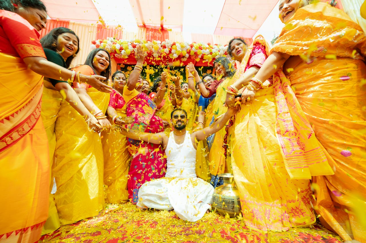 our-services-1 Joyful moments from a vibrant Haldi ceremony in Kolkata, India.